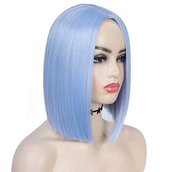 Light Blue Wig Short Straight Bob. 12” - Picture 5 of 10